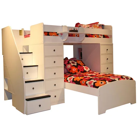 Twin Over Twin Bunk Bed with Two Chests